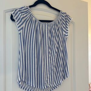 Blue and White Striped Women's Top